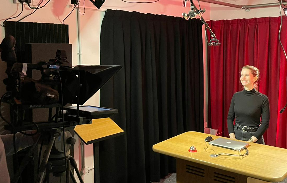 Maria recording in the UoM media suite